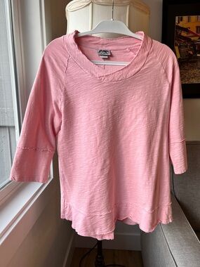 Boho Cozy Cotton Pink Women's Pullover Top